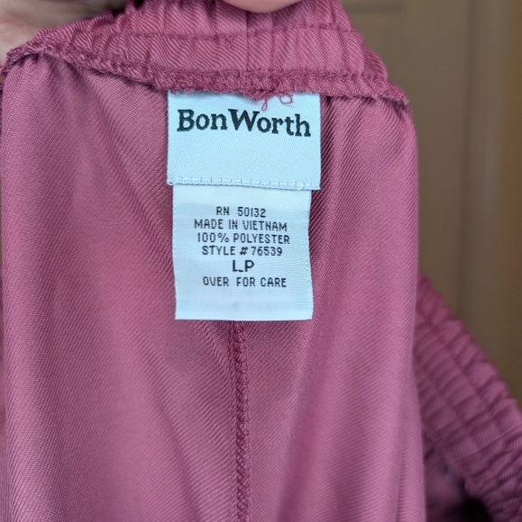 BonWorth Pants Women's Petite Large Elastic Waist Pull On Mauve Rose Canyon NWT! - Picture 3 of 4